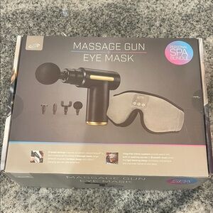 Black and Gold Massage Gun with Eye Mask